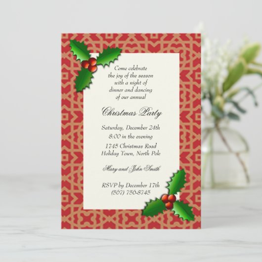 Noël Holly Fêtes Invitations (Debout devant)
