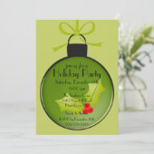 Noël Holly Ornament Fête Invitation (Debout devant)