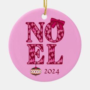 NOEL in een Bourgogne Retro Kerstboom Patroon Keramisch Ornament