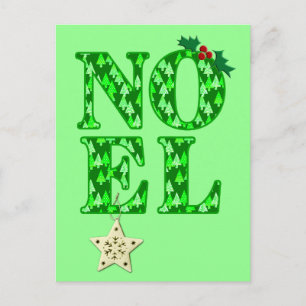 NOEL in een groen kerstboompatroon Feestdagenkaart
