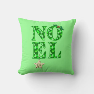 NOEL in een groen kerstboompatroon Kussen