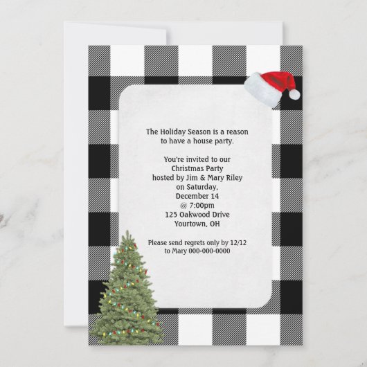 Noël Invitation buffalo conception plaid (Devant)