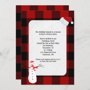 Noël Invitation buffalo conception plaid