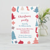 Noël Invitation mignon rose et bleu (Debout devant)