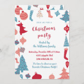 Noël Invitation mignon rose et bleu (Devant / Derrière)