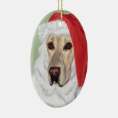 Noël Jaune Labrador Père Noël Ornement ovale (Droite)