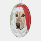 Noël Jaune Labrador Père Noël Ornement ovale (Gauche)