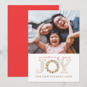 Noël Joie aquarelle Carte photo de couronne (Devant / Derrière)