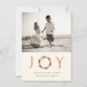 Noël Joie Floral Wreath Classy Carte photo