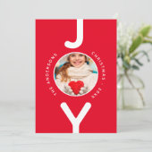 Noël joie rouge blanc simple carte photo (Debout devant)