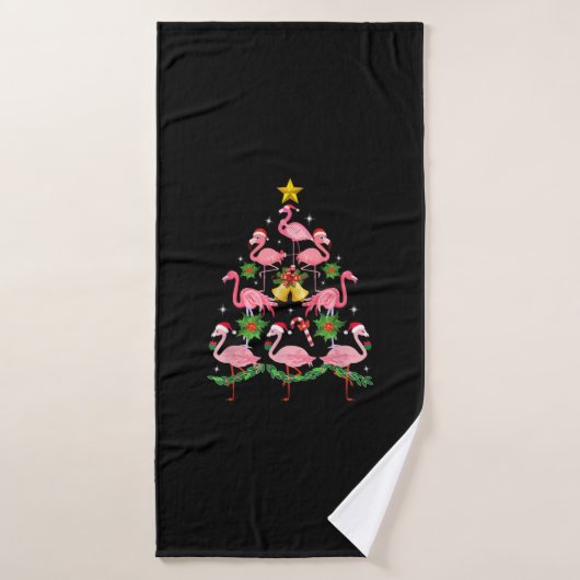 Noël - Joli Flamant rose sapin de Noël (Serviette de bain)