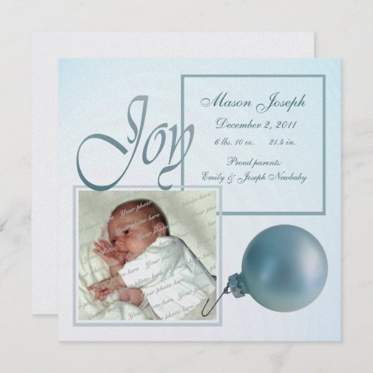 Noël Joy Baby Faire-part de naissance (Devant / Derrière)