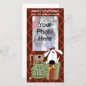 Noël Joy, Chien & Chat Custom Cartes photos, Vert. (Devant / Derrière)