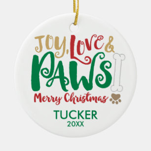 Noël Joy Love PAWS Chien Ornement