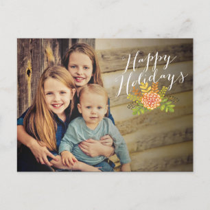 Noël Joyeuses vacances Floral Photo Carte postale