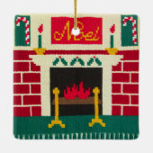 Noel KerstFireplace Designer Crochet Print Keramisch Ornament (Achterkant)