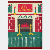 Noel Kerstmis open haard Artisan haakprint Magneet (Voorkant)