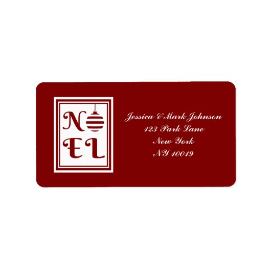 NOEL kerstvakantie rood en wit Etiket (Voorkant)