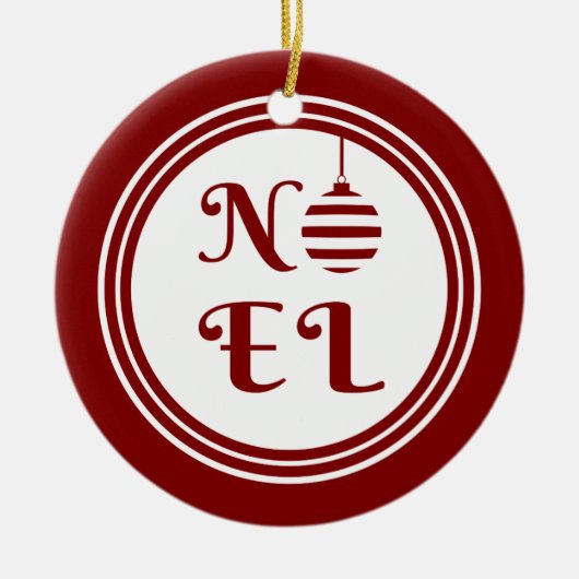 NOEL kerstvakantie rood en wit Keramisch Ornament (Voorkant)