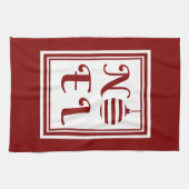 NOEL kerstvakantie rood en wit Theedoek (Horizontaal)