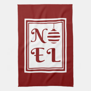 NOEL kerstvakantie rood en wit Theedoek