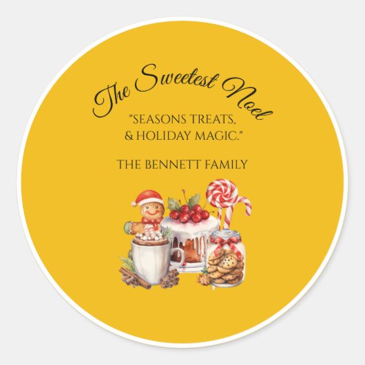 Noel le plus doux Autocollant de Noël élégant (Devant)