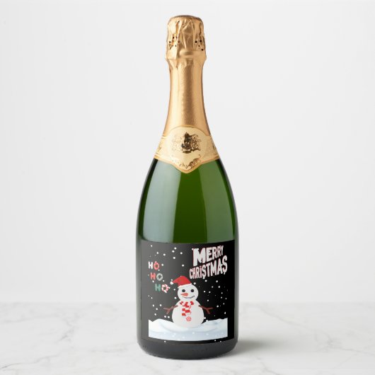 Noël Le Snowman Sparkling Vin Étiquette (Devant)