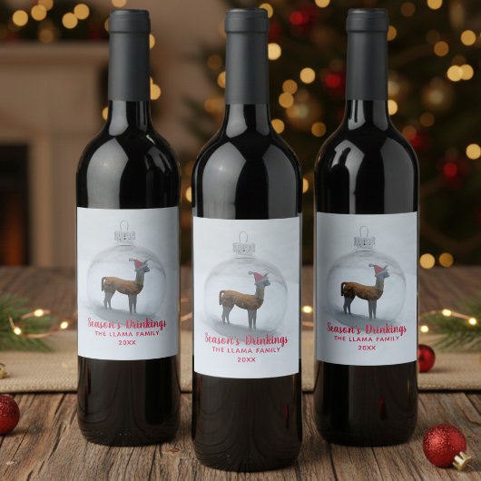 Noël Llama hiver Neige Vacances Vins Étiquettes