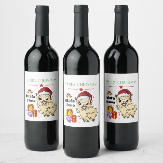 Noël Llama Vin Étiquette (Bouteilles)