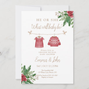 Noël Lui ou Elle Ce que sera bébé Invitation