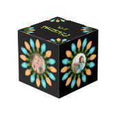 Noel Lumières Cercle orange et bleu Cube photo (Angle arrière)