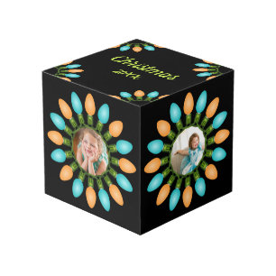 Noel Lumières Cercle orange et bleu Cube photo