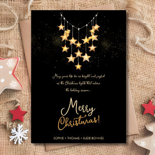 Noël lumières or étoiles garland carte de voeux
