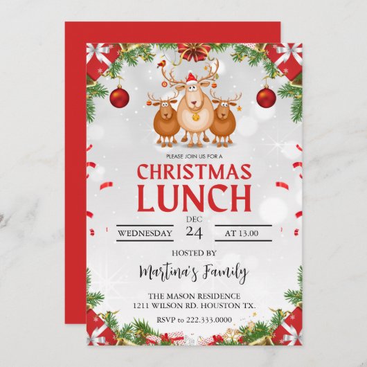 Noël Lunch Invitations Brunch de Noël (Devant / Derrière)