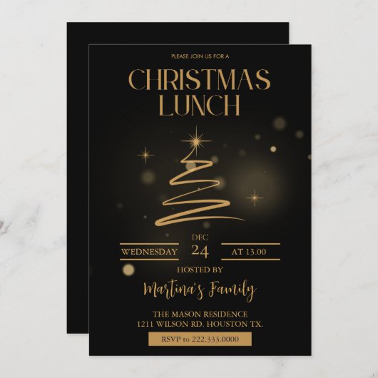 Noël Lunch Invitations Brunch de Noël (Devant / Derrière)
