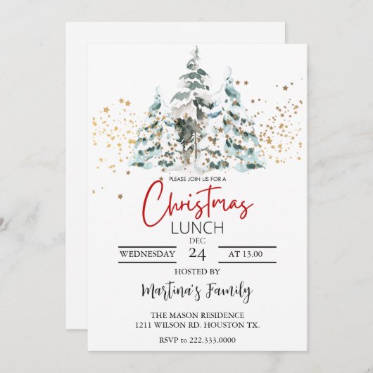 Noël Lunch Invitations Brunch de Noël (Devant / Derrière)