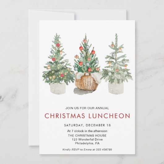 Noël Luncheon Pine Tree Invitation de vacances (Devant)