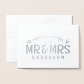 Noël M. & Mme mariage faire-part feuille photo (Devant avec enveloppe)