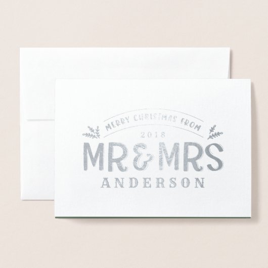 Noël M. & Mme mariage faire-part feuille photo (Devant avec enveloppe)