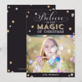 Noël magique Cartes photos de vacances - Noir (Devant / Derrière)