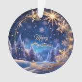 Noël magique - flocons de neige dorés sur bleu (devant)