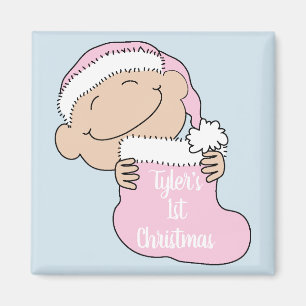 Noël Magnet Carré Baby First ChristmasPink