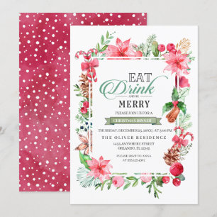 Noël Mangez Boire Et Soyez Joyeux Dîner Invitation