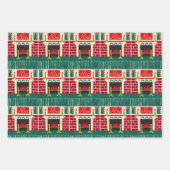 Noel Mantle Brick Fireplace Artisan Crochet Print Inpakpapier Vel (Voorkant 3)