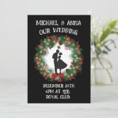 NOËL MARIAGE BLACK & RED WREATH INVITATIONS (Debout devant)
