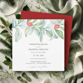 Noël Mariage Invitations Aquarelle Verdure