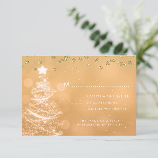 Noel Mariage RSVP Sparkle Tree Gold (Debout devant)
