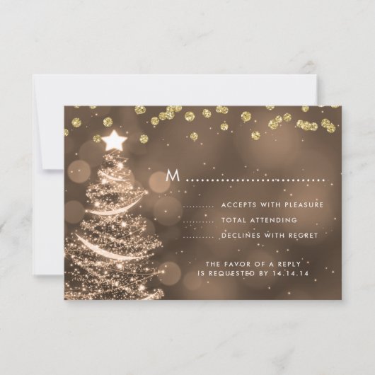 Noel Mariage RSVP Sparkle Tree Gold (Devant)