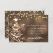 Noel Mariage RSVP Sparkle Tree Gold (Devant / Derrière)