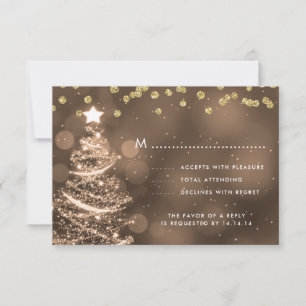 Noel Mariage RSVP Sparkle Tree Gold